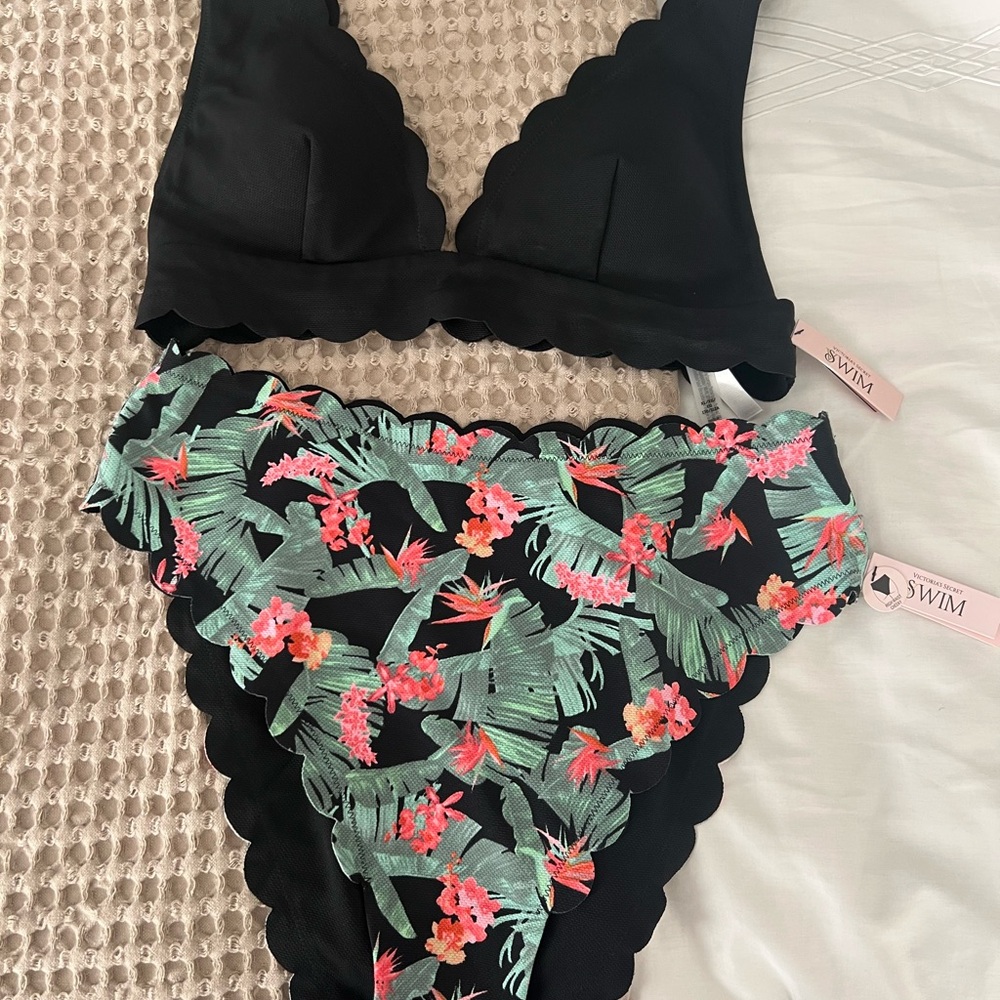 Victoria's Secret Black and Floral Bikini